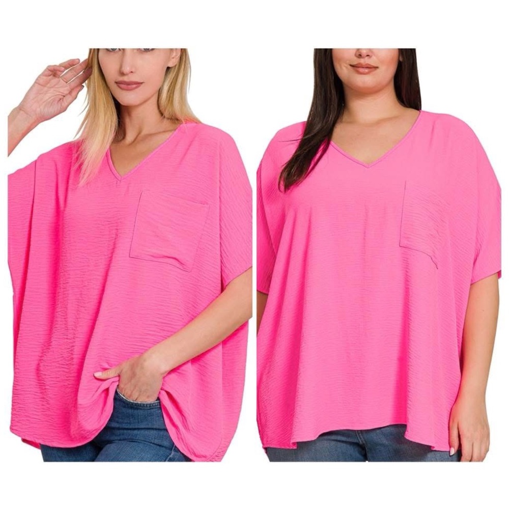 Vibrant Pink Women's V-Neck Top